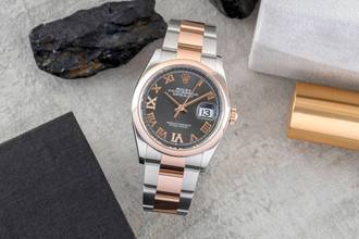 Thumbnail von Rolex Datejust 36 Stahl / Gold Diamonds Automatik Herrenuhr Ref. 126201 B&P