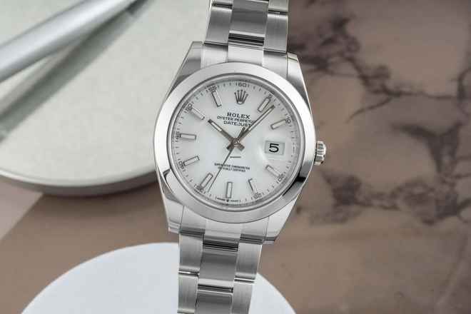 Rolex Datejust 41 Beyaz Kadran Paslanmaz Çelik Otomatik Erkek Saat Ref. 126300 B&P 2022