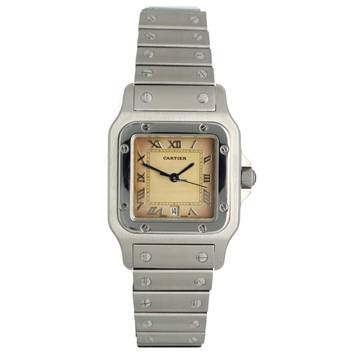  Cartier Santos Galbée 987901 Brown Patina Dial Full Serviced 