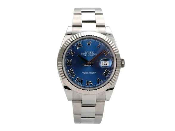 Rolex Datejust 41 Ref. 126334 paslanmaz çelik / beyaz altın Mavi Roma Oyster kayış