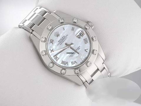 Rolex Lady-Datejust Pearlmaster 34 81319 2011 Weissgold 750 Perlmutt Diamanten Automatik