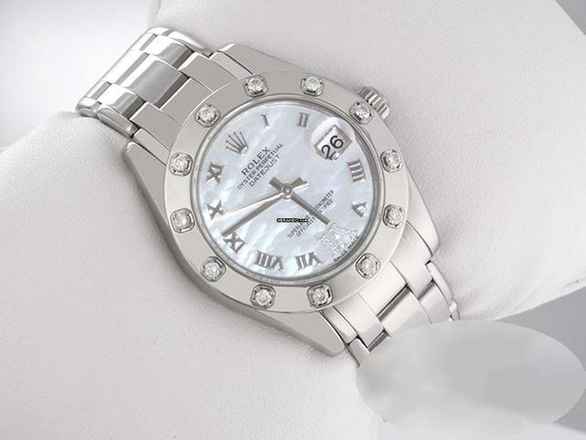  Rolex Lady-Datejust Pearlmaster 34 81319 2011 Weissgold 750 Perlmutt Diamanten Automatik 