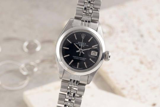 Rolex Oyster Perpetual Lady Date 26 Black Dial Oyster Edelstahl Automatik Damenuhr Ref. 6916