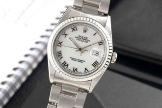 Thumbnail von Rolex Datejust 36 White Dial Oyster Stahl Automatik Herrenuhr Ref.16220 P-Serie