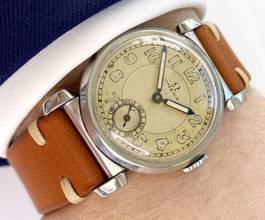 Thumbnail von Omega Serviced Small Scarab Stahl Art Deco Kal. 26.5 SOB zweifarbiges Ziffernblatt