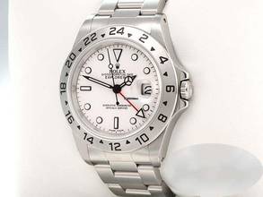 Thumbnail von Rolex Explorer II 40mm 16570 1998 Lc100 Edelstahl Automatik Zweite Zeitzone Stainless Steel Oyster-band White Dial Chronometer