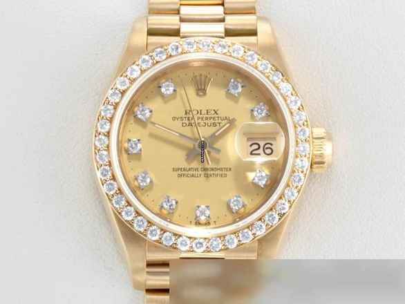  Rolex Lady-Datejust Gelbgold 750 Diamanten Brillanten Automatik Gold Damen 18kt Yellow Gold President-band Chronometer Oyster 