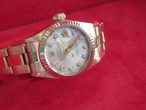 Thumbnail von Rolex Lady-Datejust 18 Kt Gelbgold mit original Brillant Blatt 26 mm mit Box im Top Zustand sehr schöne Damenuhr aus 1980
