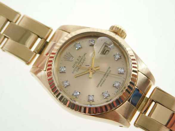  Rolex Lady-Datejust 18 Kt Gelbgold mit original Brillant Blatt 26 mm mit Box im Top Zustand sehr schöne Damenuhr aus 1980 