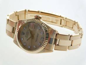 Thumbnail von Rolex Lady-Datejust 18 Kt Gelbgold mit original Brillant Blatt 26 mm mit Box im Top Zustand sehr schöne Damenuhr aus 1980