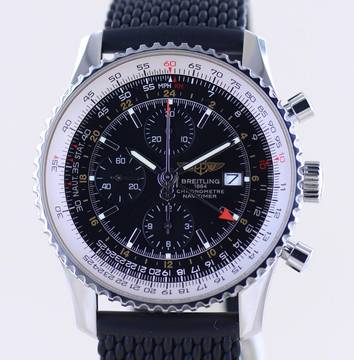  Breitling Navitimer World 46 mm Chronograph Klassiker black dial B+P 