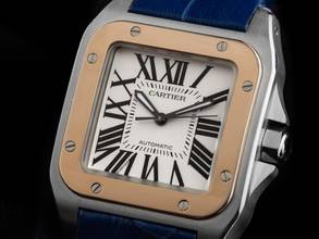 Thumbnail von Cartier Santos 100 GM Großes Modell Ref.2878 2015 Full Set wie Neu Vintage Santos 100 GM Großes Modell Krokoleder Faltschließe