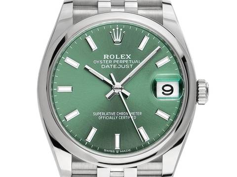 Rolex Datejust 36 Ref.126200 2023 Full Set wie Neu Datejust Stahl Green Dial