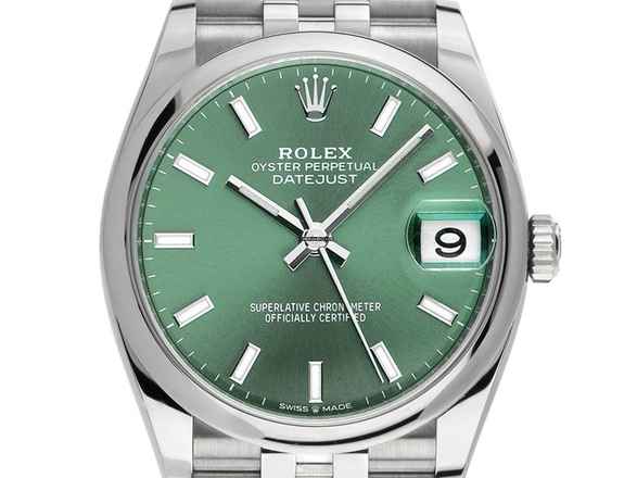  Rolex Datejust 36 Ref.126200 2023 Full Set wie Neu Datejust Stahl Green Dial 