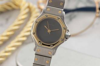 Thumbnail von Cartier Santos Lady Stahl / Gold Automatik Damenuhr Ref. 0907 Klassiker Box