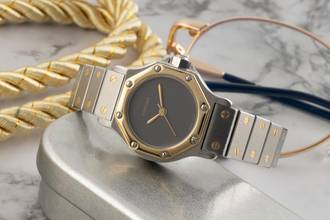 Thumbnail von Cartier Santos Lady Stahl / Gold Automatik Damenuhr Ref. 0907 Klassiker Box