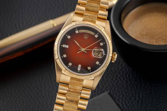 Rolex Day-Date 36 18k Red Vignette Diamond Dial Borke Gold Automatik Ref. 18248