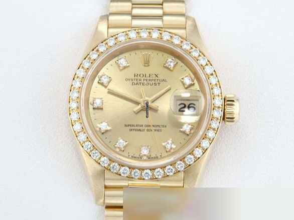  Rolex Lady-Datejust Gelbgold 750 1991 Lc100 Diamanten Brillanten Automatik Gold Damen 18kt Yellow Gold President-band Chronometer Oyster 