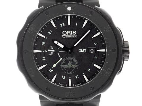 Oris Force Recon GMT Ref.01 747 7715 7754 2019 sehr gut Vintage Force Recon GMT United States Marine Corps Titan Kautschuk Faltschließe