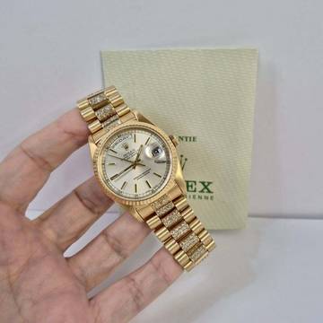 Rolex Day-Date 36 36mm Presidente Yellow Gold & Diamonds Automático Completo