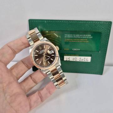  Rolex Datejust 36 Ouro Rosé & Aço Chocolate Dial Automático Completo 