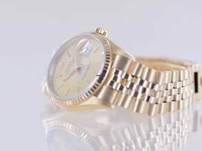 Thumbnail von Rolex Datejust 36 16238 Jubile Fluted Bezel Champager Dial 18K Gold Papers rar