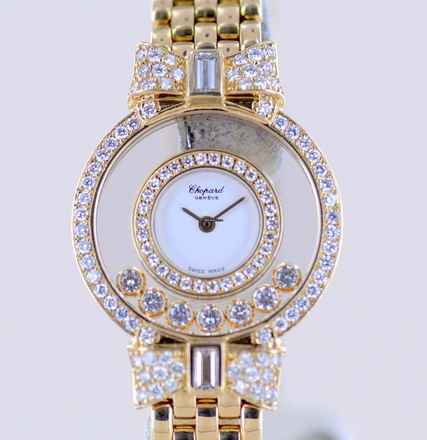  Chopard Happy Diamonds Diamonds18K Gold Lady Goldband Baguette Luxus Top B+P 