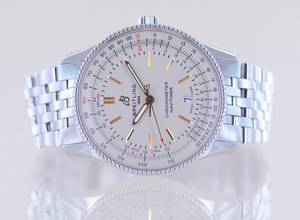Thumbnail von Breitling Navitimer Automatic 41 Silver Date Chronometer Stahlband Faltschließe Top B+P