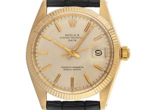 Thumbnail von Rolex Oyster Perpetual Date Ref.1500 1962 Full Set sehr gut Vintage Oyster Perpetual Date 18kt Gelbgold