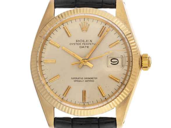  Rolex Oyster Perpetual Date Ref.1500 1962 Full Set sehr gut Vintage Oyster Perpetual Date 18kt Gelbgold 
