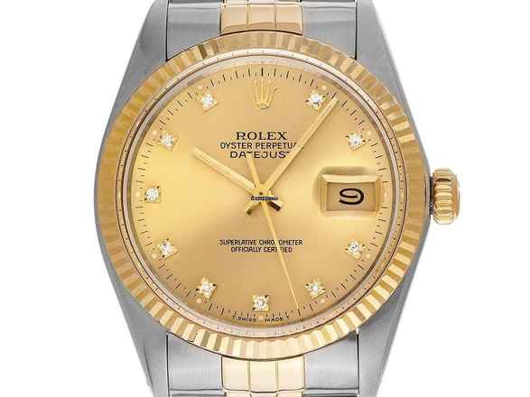  Rolex Datejust 36 Diamanten Ref.16013 1986 Box&Beschreibung sehr gut Vintage Datejust Diamanten open 6/9 