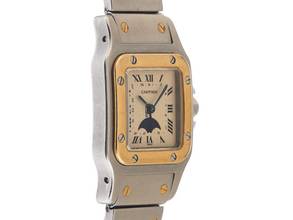 Thumbnail von Cartier Santos Galbée PM kleines Modell Mondphase Ref.119902 1993 Full Set sehr gut Vintage Santos PM kleines Modell Mondphase