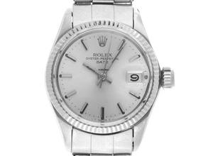 Thumbnail von Rolex Oyster Perpetual Lady Date open 6/9 Ref.6516 1967 original Box sehr gut Vintage Oyster Perpetual Date Stahl 18kt Weißgold open 6/9