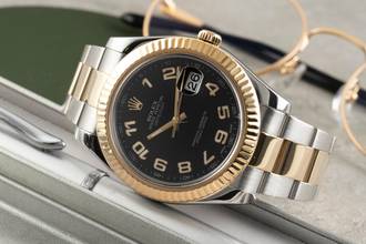 Thumbnail von Rolex Datejust II Black Arabic Dial Stahl / Gold Automatik Herrenuhr Ref 116333 Box