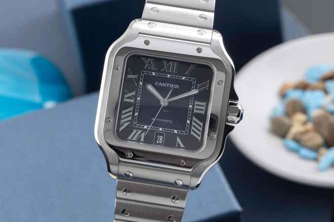  Cartier Santos Stahl Automatik Herrenuhr Medium WSSA0013 B&P 2020 