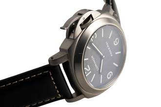 Thumbnail von Panerai Luminor Base Titan Tabacco Dial Handaufzug Herrenuhr PAM00116 B&P 2002