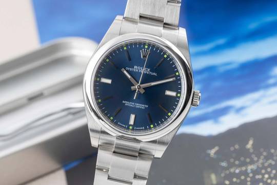 Rolex Oyster Perpetual 39 Blue Dial Automatik Herrenuhr Ref. 114300