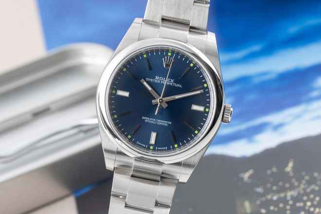  Rolex Oyster Perpetual 39 Blue Dial Automatik Herrenuhr Ref. 114300 