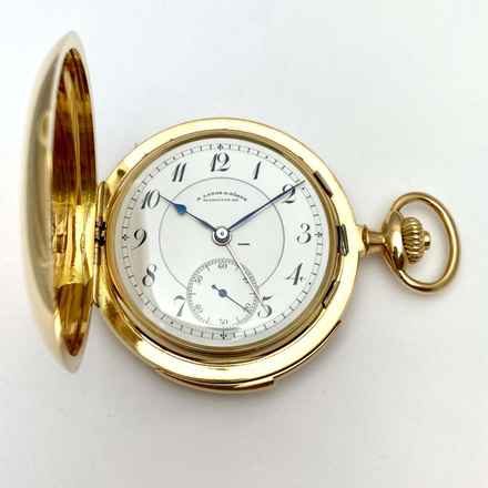  A. Lange & Söhne A rare and fine gold hunting cased keyless lever watch with alarm Circa 1919 no. 62977 