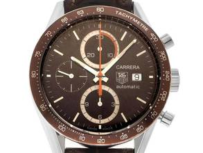 Thumbnail von TAG Heuer Carrera Calibre 16 Ref.CV2013-3 2013 Box&Beschreibung sehr gut Vintage Carrera Chronograph Schokobraun Leder Faltschließe