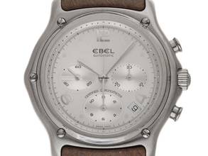 Thumbnail von Ebel 1911 Chronograph Ref.9137240 2001 original Box sehr gut Vintage 1911 Chronograph Glasboden Leder Faltschließe
