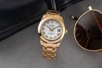 Thumbnail von Rolex Datejust 18k Gold Automatik Damenuhr Ref. 81208 Papiere 2005