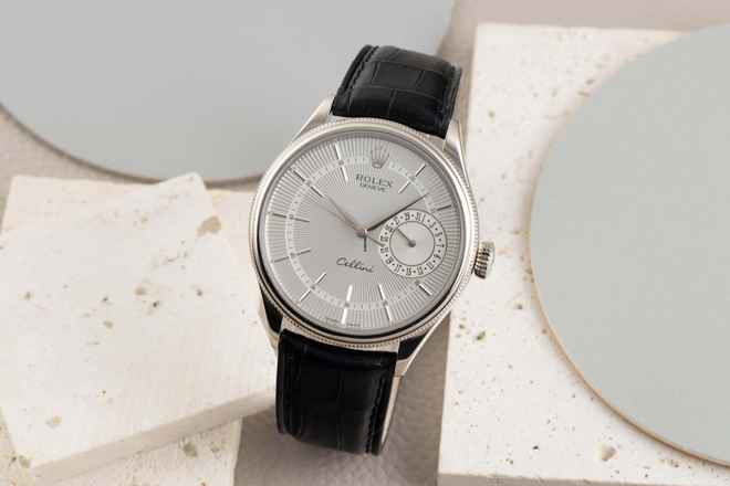  Rolex Cellini Date 18K (0,750) Weissgold Automatik Herrenuhr Ref. 50519 Box 2018 