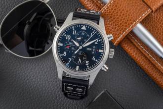 Thumbnail von IWC Fliegeruhr Doppelchronograph Schaffhausen Pilot Double Chronograph Automatik Stahl Herrenuhr Ref IW377801