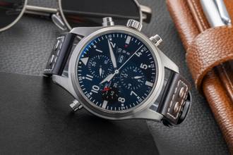 Thumbnail von IWC Fliegeruhr Doppelchronograph Schaffhausen Pilot Double Chronograph Automatik Stahl Herrenuhr Ref IW377801