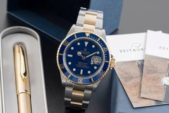 Thumbnail von Rolex Submariner Date Stahl / Gold Herrenuhr Blue Dial Ref. 16613 M-Serie