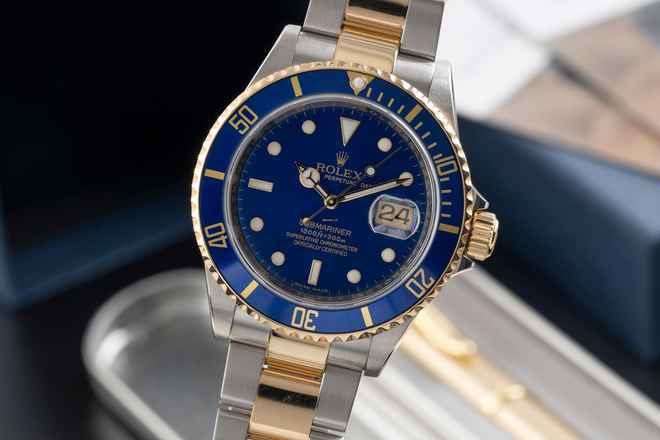  Rolex Submariner Date Stahl / Gold Herrenuhr Blue Dial Ref. 16613 M-Serie 