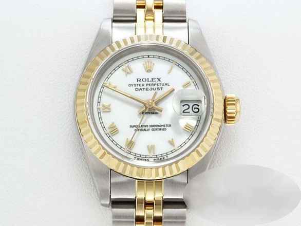  Rolex Lady-Datejust Edelstahl Gelbgold 750 Automatik Gold Stahl Damen Stainless Steel 18kt Yellow Gold Jubilé-band Chronometer Oyster White Dial 