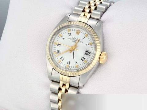 Rolex Oyster Perpetual Lady Date Edelstahl Gelbgold Automatik Gold Stahl Damen