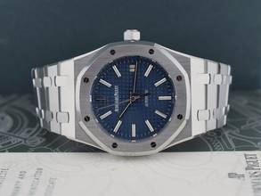 Thumbnail von Audemars Piguet Royal Oak Selfwinding 15300st Blau & Weiß Zifferblatt - Wie neu 2010 39mm